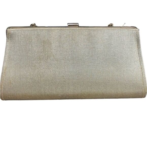 Vintage Gold Metallic Evening Clutch with Tassel & Rhinestone